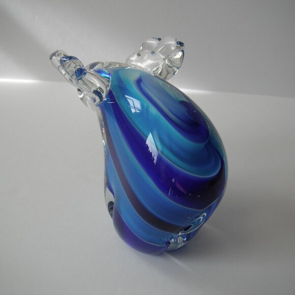 Vintage Murano Style Art Glass Moose Figurine Paperweight Blue/Clear - Picture 4 of 6